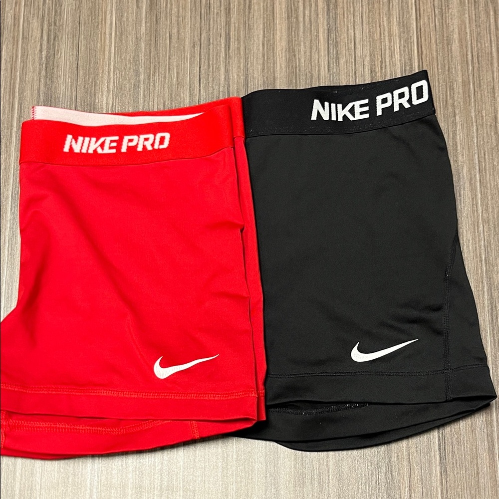 Nike Pro Red and Black Shorts Duo